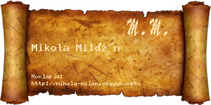 Mikola Milán névjegykártya