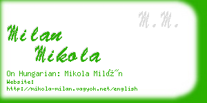milan mikola business card